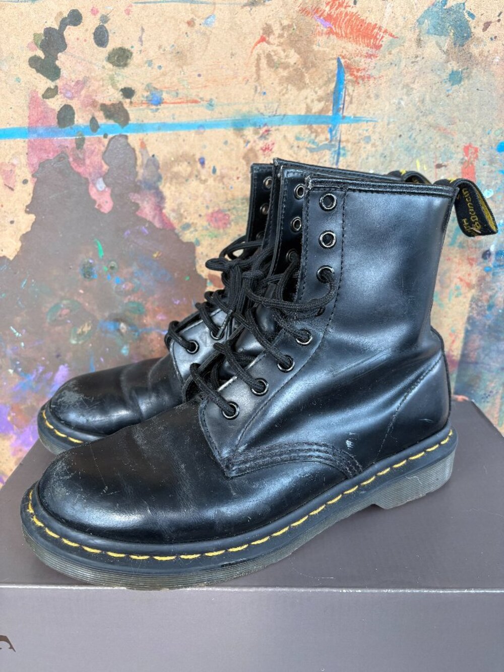 Dr. Martens 1460 W Black Smooth Leather Combat Boots Women’s 8/Men's 7